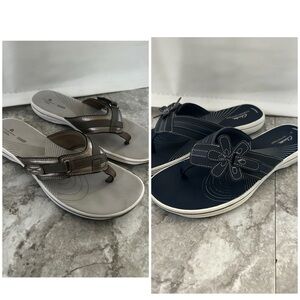 Womens Clarks Cloudsteppers Sandals Grey & Navy Blue Size 10 Price is for both